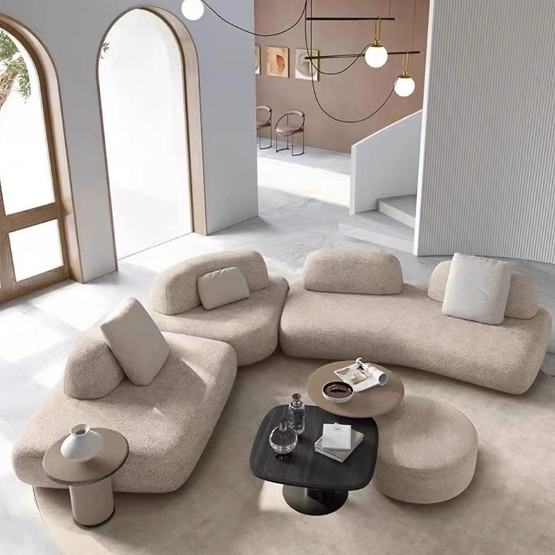 Italian minimalist island modular sofa pebble sofa fabric leisure sofa